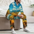 thumbnail image 7 of Salouo Field Bicycle Young Sunflower Print Button-Front Long Sleeve Pajama Set for Men, Soft 2Pjs Men's Long Sleeve Sleepwear-Large, 7 of 7