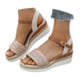 thumbnail image 2 of EliteGoogv Womens Sandals Platform Wedge Sandals For Women Summer Casual Walking Shoes Comfortable Heeled Sandals Travel Beach Vacation Shoes US: 8.5 Rose Gold, 2 of 8