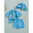 thumbnail image 2 of aturustex Little Boys 3pcs Rash Guard Swimsuit Outfits 0-5T Toddler Baby Cartoon Print Zipper T-Shirt Short Sleeve Shirts Crew Neck Tops and Swim TrunSummer Beachwear Holiday Party Swim Pool, 2 of 6