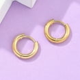thumbnail image 5 of Ion Plating(IP) 304 Stainless Steel Huggie Hoop Earrings Hypoallergenic Earrings with 316 Surgical Stainless Steel Pin Golden 10 Gauge, 5 of 5