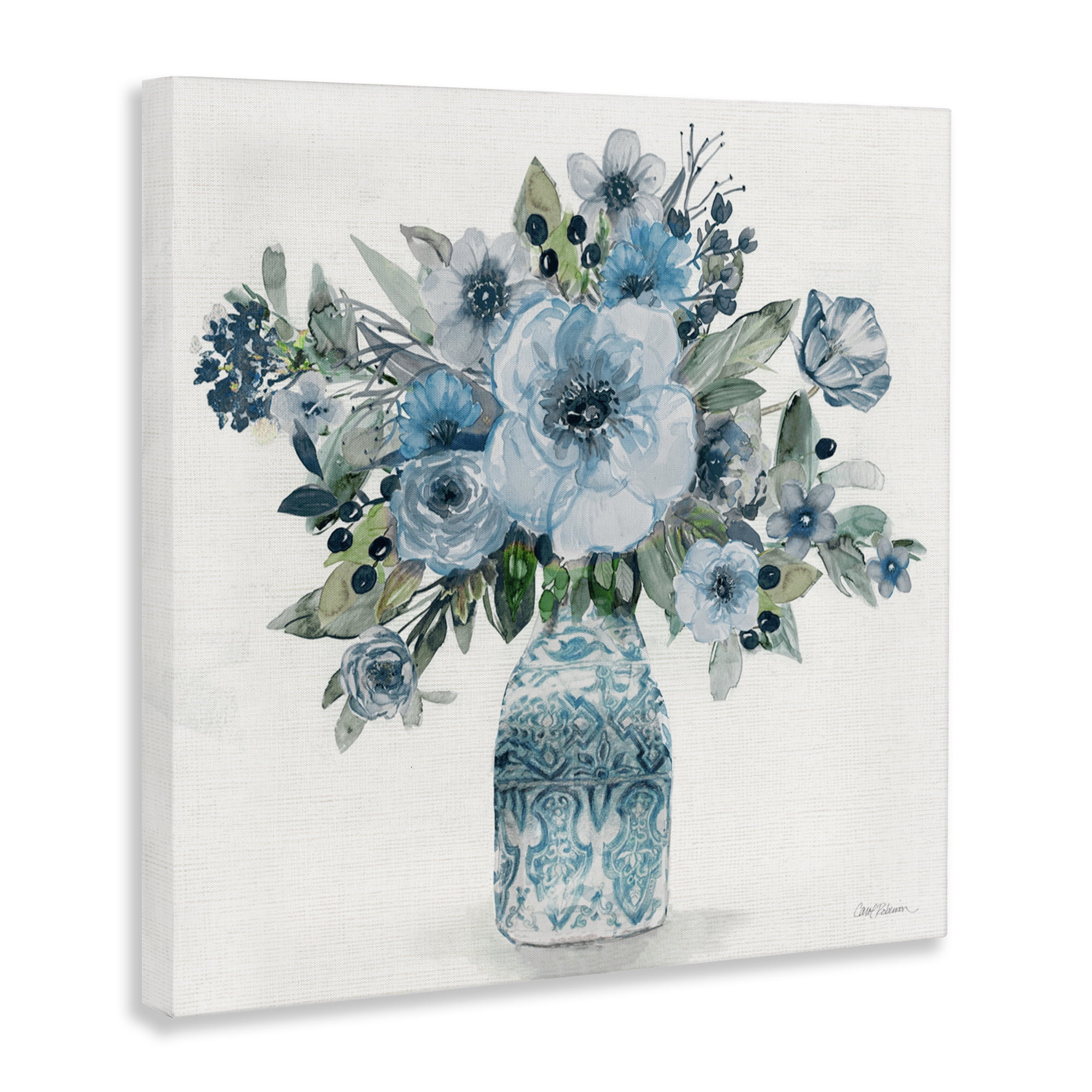 Stupell Industries Pastel Blue Botanical Bouquet Canvas Wall Art, design by Carol Robinson