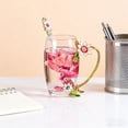 thumbnail image 5 of 4.7x3.5 Inch Rose Enamel Glass Mug, Lead Free Tea Cup With Matching Spoon, Premier Gift for Mom's Day Birthday, Multicolor, 5 of 7