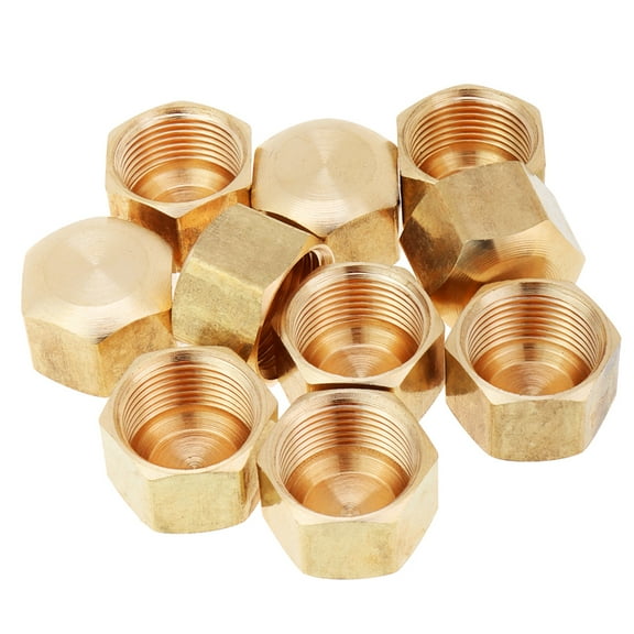 LTWFITTING 3/8" Brass Compression Cap Stop Valve Cap,Brass Compression Fitting(Pack of 10)