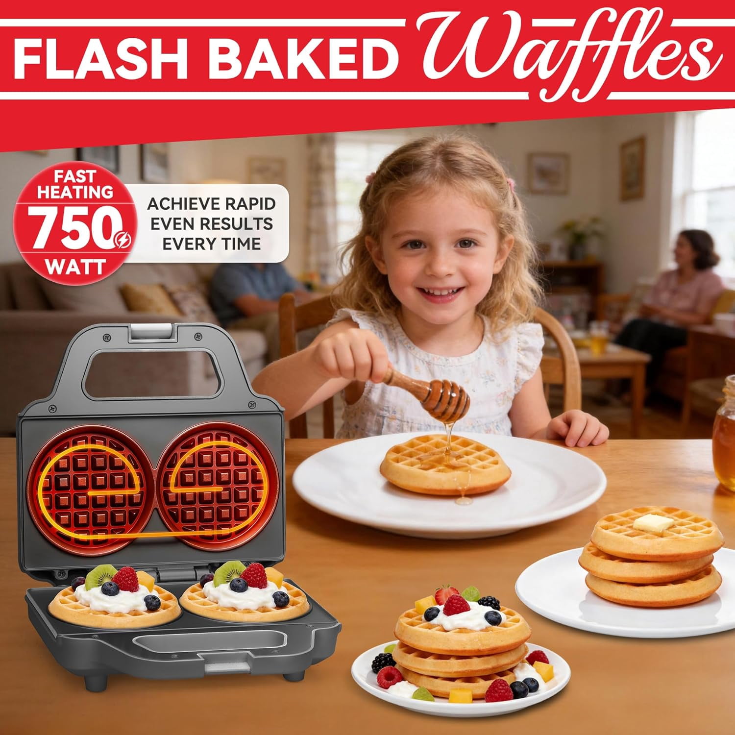 4 Inch Double Mini Waffle Maker Machine, Chaffle Maker, Waflera Electrica, Small Waffle Iron for Waffles, Keto Chaffles, Hash Browns, Cookies, Grey
