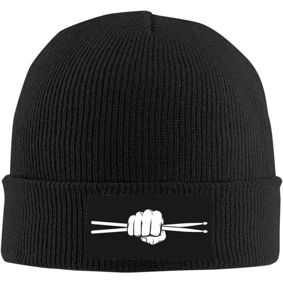 Funny Drummer Drumsticks Gifts Black Beanie Watch Hat Roll up Edge Skullcap Fisherman Beanie for Men Women