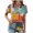 Orange, variant on Fesfesfes T Women Fashion Women Summer Print V-Neck T-Shirt Button Short Sleeve Casual Blouse V Neck Shirts Women M(US:6)