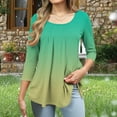 thumbnail image 4 of Women's 3/4 Sleeve Tunic Tops Casual Loose Fit Floral Blouses Mesh Pleated Layered Shirt, Limited Time Under 10 Dollars SA-501, 4 of 6