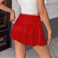 thumbnail image 6 of Tqcoqu Skirts for Women Casual Micro Pleated Skirt Layered Ruffle Short Skirts,Red,Women's S-XL, 6 of 9