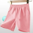 thumbnail image 5 of Girls Cotton Shorts New Toddler Boys Girls Cotton Pull on Shorts Baby Solid Color Summer Sport Active Shorts Beach Shorts Pocket Pants Pinky 100, 5 of 5