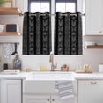 thumbnail image 2 of Black Striped Kitchen Curtains Short 45 Inch Length, Modern Abstract Art Geometric Stripes Grommet Top Bedroom Living Room Curtains, Light Filtering Cafe Curtain Drapes 2 Panels Set 84''x45'', 2 of 9