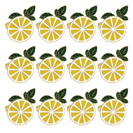 

VEAREAR 12Pcs Napkin Buttons Elegant Decorative Zinc Alloy Dining Table Lemon Serviette Buckles Festival Party Decoration for Wedding