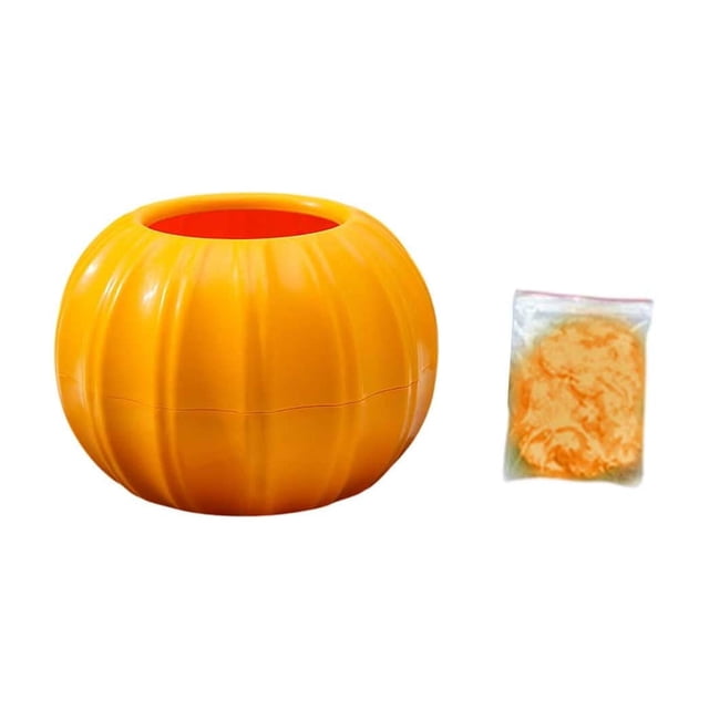 Maceta de plástico original con forma de calabaza de imitación, para decoración de fiestas, con dos mitades unidas.