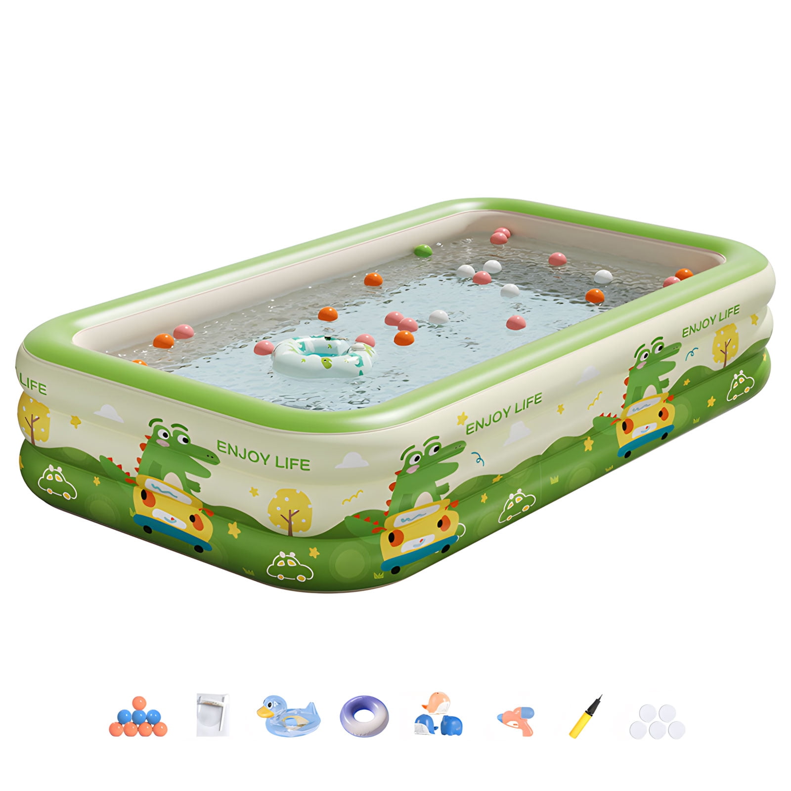 Large Capacity Inflatable Pool 180X130X56cm Heavy PVC Ideal For Family Warm Season Entertainment