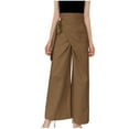 thumbnail image 2 of Limited Time Deal kttectoa Women's Pants Womens Wide Leg Pants with Pockets Lightweight High Waisted Adjustable Tie Knot Loose Trousers Summer Work Lounge Pants Womens Pants, 2 of 7