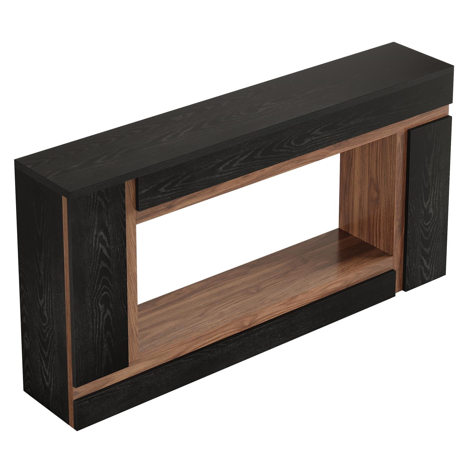 Demi Bonn 62" Modern Two Tone Wood Console Table, Stylish Living Room Storage Display Unit, Coffee Table for Living Room, Black