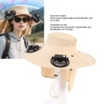 thumbnail image 3 of Sombrero Tipo Chal Con Sombrilla, Sombrero Con Ventilador De Refrigeración De Color Caqui, Seco Y Transpirable, 3 Velocidades De Viento, Sombra Para El Cuello Y La Cara Para, 3 of 7