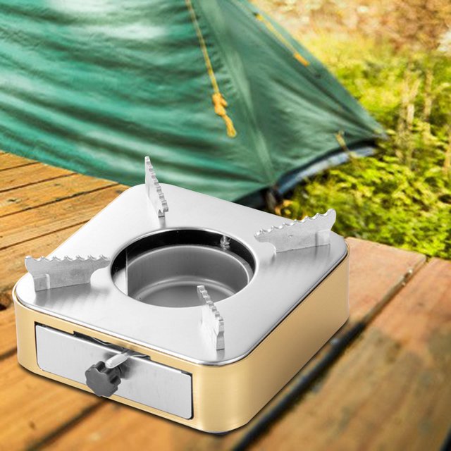 Estufa de Alcohol portátil con quemador de alcohol a prueba de viento para mochileros que acampan en el hogar Oro Sharpla Estufa de campamento