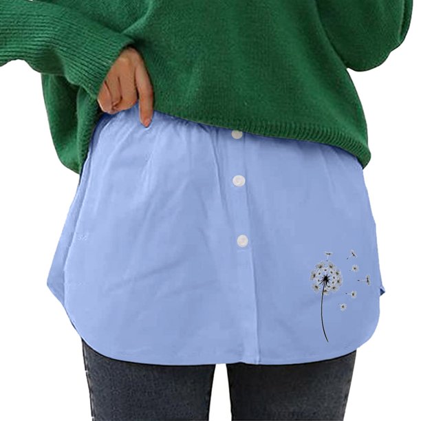 Gibobby faldas deportivas para mujer Minifalda interior para mujer, falda inferior, falda de extensión de camisa de barrido con botones, extensión de camisa, parte superior in(Azul, XXL)
