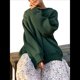 thumbnail image 1 of Sudadera de Mujer con Cuello Redondo de Gran Tamaño Y2K, Suéter de Moda de Otoño e Invierno, Jersey. Verde Oscuro L, 1 of 8