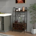 thumbnail image 2 of Costway Industrial Wine Rack Freestanding Bottle Holder with Stemware Holder & Open Shelves, 2 of 10