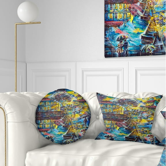 Designart Night City Graphics Art - Cityscape Throw Pillow - 12x20
