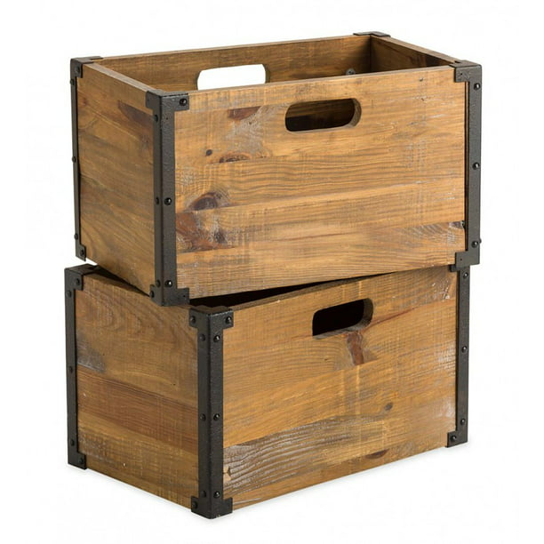 Deep Creek Rustic Wood Storage Crates, Wooden Crates For Cube Storage