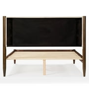 DG Casa Reign Queen Size Boucle Headboard Solid Wood Walnut Mid Century Modern Bed