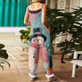 thumbnail image 4 of Women's Christmas Print Casual Loose Retro Suspender Cotton And Linen Jumpsuit, Blue, L, 4 of 4