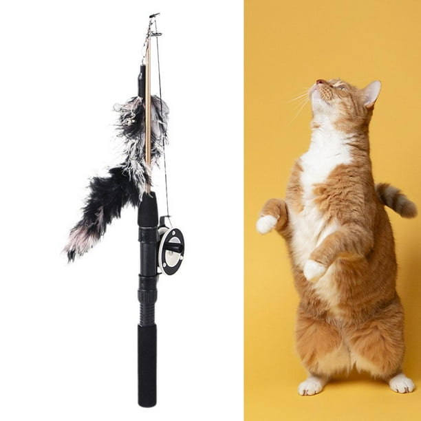 Colorful Funny cat Teaser Toys Retractable Rod Fishing Pole for