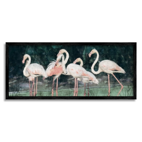 Stupell Flock of Flamingos Tropical Waters Animals & Insects Painting Black Framed Art Print Wall Art