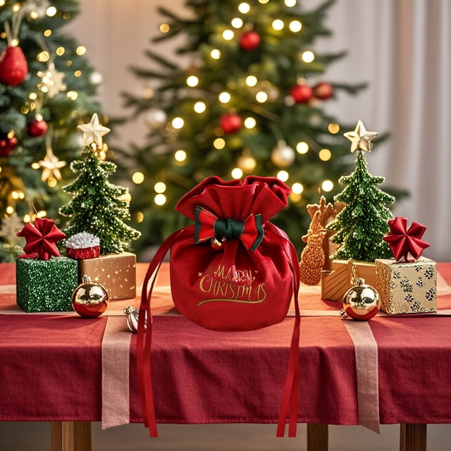 Christmas Gift Bag Christmas Velvet Bag Christmas Eve Candy Box Fruit Velvet Flap Pocket Pants