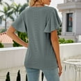 thumbnail image 4 of pimelu Womens Tops Womens Tops Ruffle Sleeve Lightweigh Hollow out Blouses Summer Trendy Solid Shirts Ladies Crewneck Short Sleeve Tunic Top, 4 of 6
