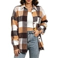 thumbnail image 2 of Akmaiox Plaid Flannel Shirts for Women,Dressy Casual Long Sleeve Lapel Button Down Shirts,Fitted Women's Plus Size Business Work Blouses,Orange L, 2 of 7