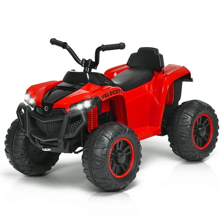 Gymax 12V Kids 4-Wheeler Quad ATV Battery Powered Ride On Toy w/ Lights & Music (Best Four Wheeler For Mud Riding)