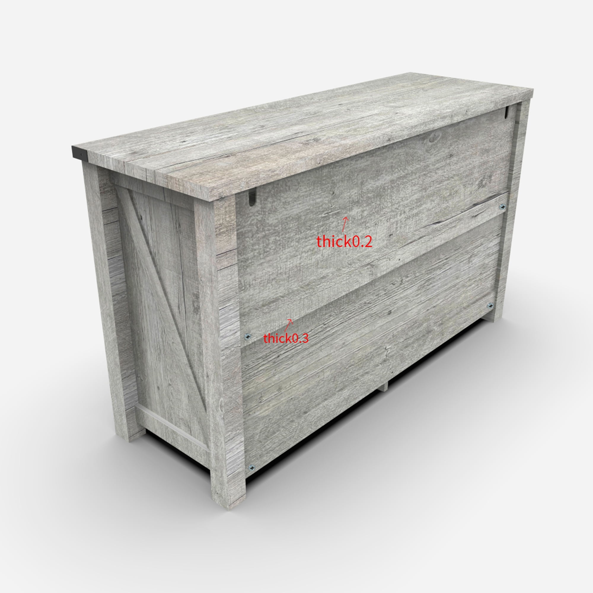 Kadyn 46" Chest of Drawers, Sideboard Buffet Cabinet with 6 Drawers and LED Light, Dresser for Bedroom, Cement Grey