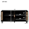 thumbnail image 3 of Modern Rattan Sideboard Buffet Cabinet, Kitchen Storage Cabinet, Living Room TV Stand for TVs up to 65", Entertainment Center with Adjustable Shelf, for Dining Living Room Hallway, Black, 3 of 11