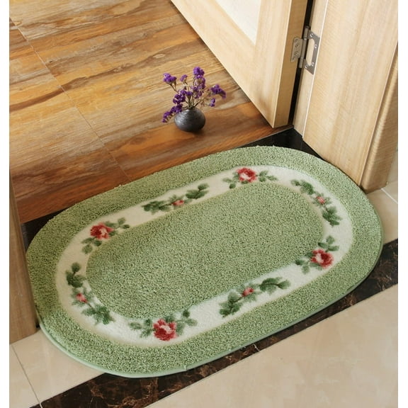 ERDOUY Nice Rose Flower Area Rugs for Living Room Bedroom Super Soft Bathroom Rugs Bath Mat Bath Rugs Non Slip Door Mat Floor Mat Kitchen Mat 15.74 x 23.62 Inch(Green)