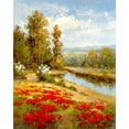 thumbnail image 2 of Hulsey 12x14 Gold Ornate Wood Framed with Double Matting Museum Art Print Titled - Poppy River Bank, 2 of 4
