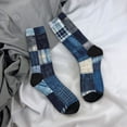 thumbnail image 5 of Fuzoiu Indigo Patchwork Quilt Print Athletic Crew Socks for Men & Women,Casual Crew Socks,Above Ankle Crew Socks for Business, Casual, 5 of 6