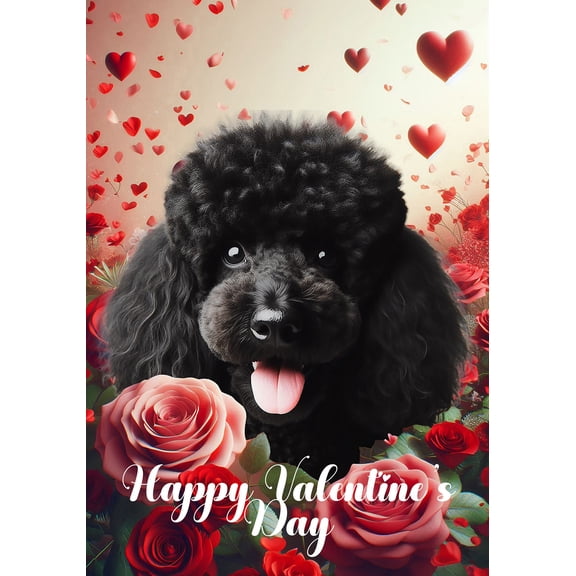 Poodle Black - Best of Breed Valentines Day Outdoor Garden Flag 12" x 17" Mailbox Flag Dog Flag