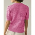 thumbnail image 4 of Sherrylily Women Cable Short Sleeve Sweaters Tops V Neck Knit Casual Pullover Shirt, 4 of 6