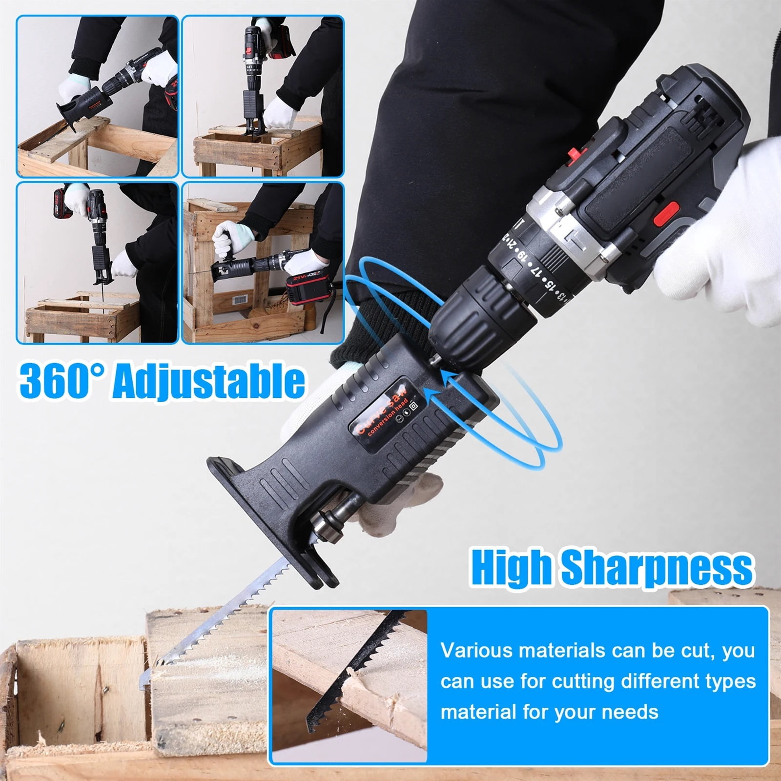 Electric Drill Modified To Electric Saws Accessory Modification Tool Electric Reciprocating Saws Drill to Jig Saws with Sawblade ,High Strength Body