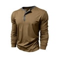 thumbnail image 5 of RYDCOT Men's Henley Long Sleeve Raglan Shirt 100% Cotton Lightweight Pullover 3-Button Placket Casual Crewneck T-Shirt for Men Khaki, 5 of 8