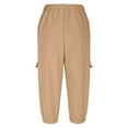 thumbnail image 5 of Fesfesfes Women's Cargo Pants Casual Solid Color Elastic High-Waist Drawstring Short Trousers with Pockets Summer Comfy Outdoor Shorts(Khaki#2,XL), 5 of 8