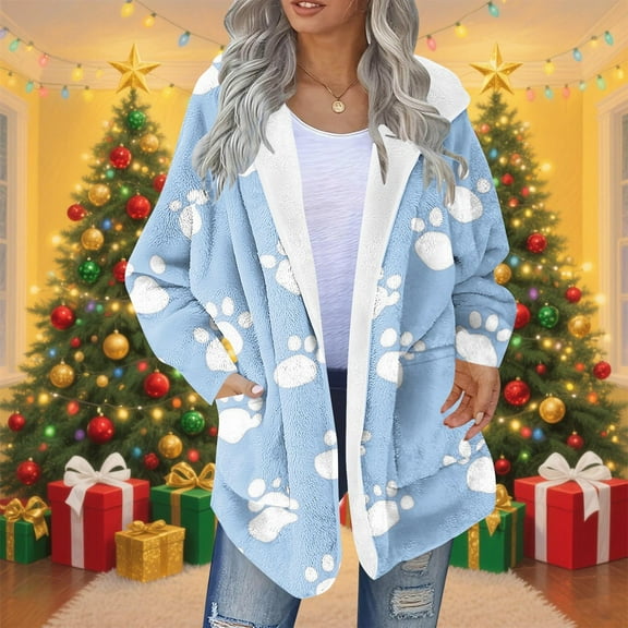 Cutuoiiu Cardigans for Women Oversized Fuzzy Fleece Warm Pullover Tops Gifts