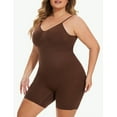 thumbnail image 3 of ZQUUVOU Women's Plus Size Shapewear Bodysuits Deep Backless Sleeveless Built In Push Up Bra Seamless Invisible Shapewear Brown, 3 of 5