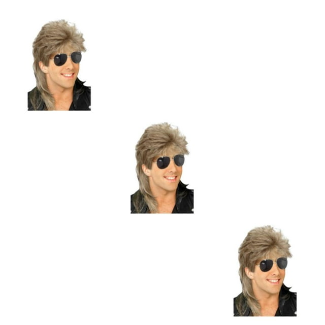 Shengyu Realistic Appearance Mens Wig For Punk Rock Disco Party Suitable For Various Occasions Wig Cover Mixed Gold 3Set