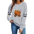 thumbnail image 3 of Women's Fall Clothes Sweatshirt Halloween Graphic Pullover Tops Crewneck Long Sleeve Casual Shirts Vintage Pumpkin Print Outerwear for Festival Party, 3 of 7