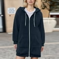 thumbnail image 3 of Women Oversized Sherpa Jacket Zip Up Fleece Long Jackets Fall Winter Warm Plush Hooded Coats Outerwear with Pockets, 3 of 5