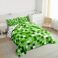 thumbnail image 4 of Manfei Modern Abstract Geometric Bedding Comforter Set,Minimalism Buffalo Checkered Twin Comforter Sets,Green White Pixel Bedding Set For Teens,Luxury Bedroom Decor Reversible,2 Pieces, 4 of 9